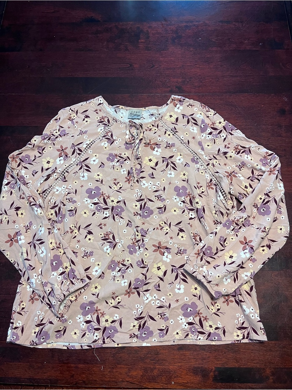 Como Vintage women’s ' Floral Long-Sleeve Top - Mauve/Purple